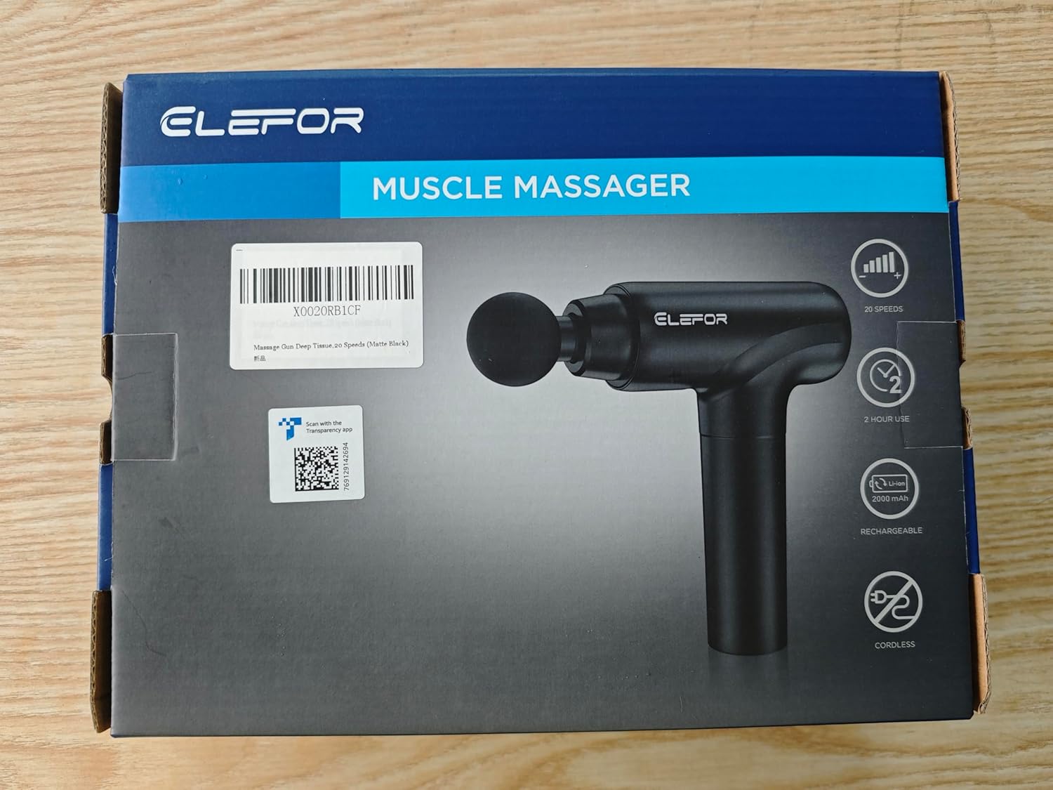Professional Deep Tissue Massage Gun with 8 Interchangeable Heads and 20 Speed Settings for Athletes - Matte Black