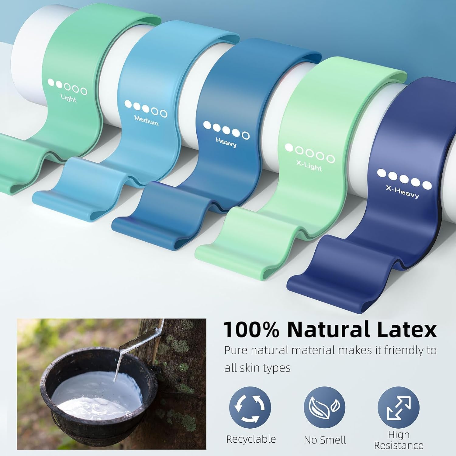 Resistance Bands for Working Out, Elastic Pilates Flexbands for Physical Therapy Yoga, Stretch Exercice Loop Bands for Booty Legs