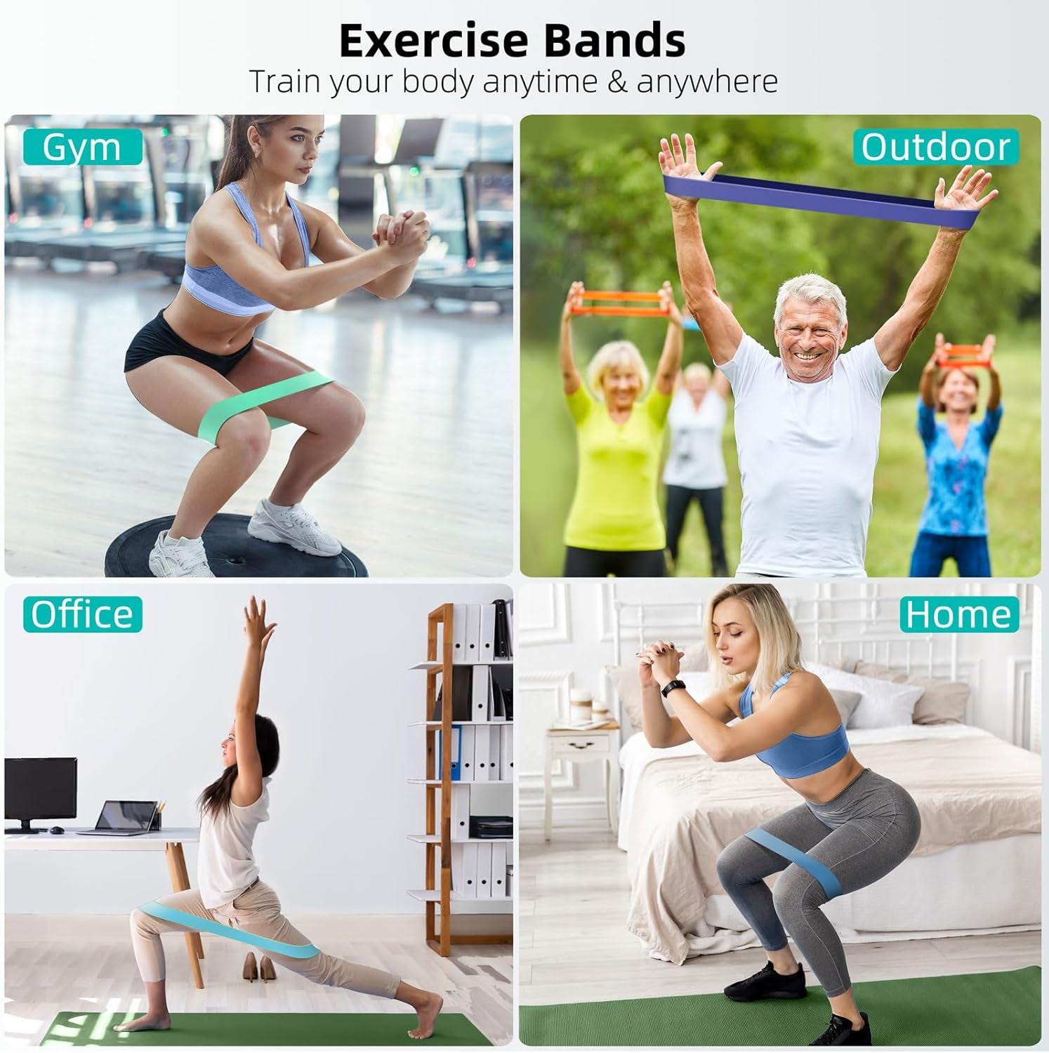 Resistance Bands for Working Out, Elastic Pilates Flexbands for Physical Therapy Yoga, Stretch Exercice Loop Bands for Booty Legs